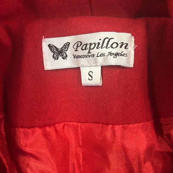 Worn once at wedding. Beautiful high quality red coat. Unique collar. Warm. - Picture 2 of 5